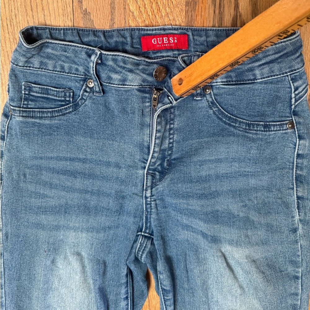 Guess Jeans Womens Medium Blue High Rise Skinny Ankle Stretch Denim Tapered Cuff - Picture 5 of 13